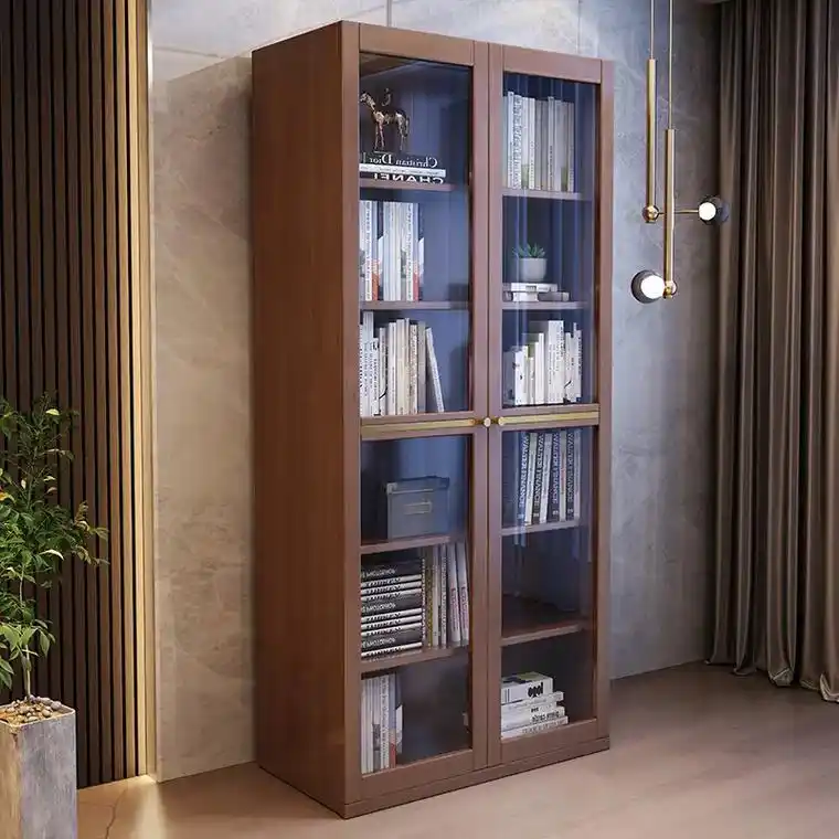 这款书柜真的太棒了!简约现代的设计,实木材质,带有玻璃门,展 - 抖音