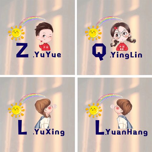 简约字母姓氏头像帅气男生可爱女孩情侣太阳彩虹吹泡泡微信制作