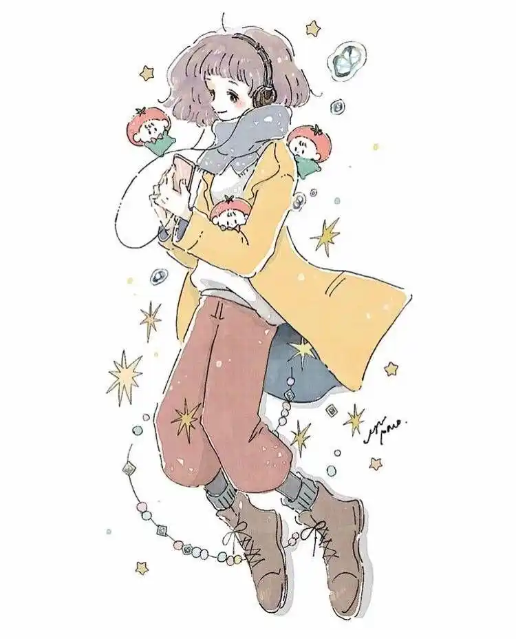 卡通人物插画,清新可爱的女孩,迷人又漂亮