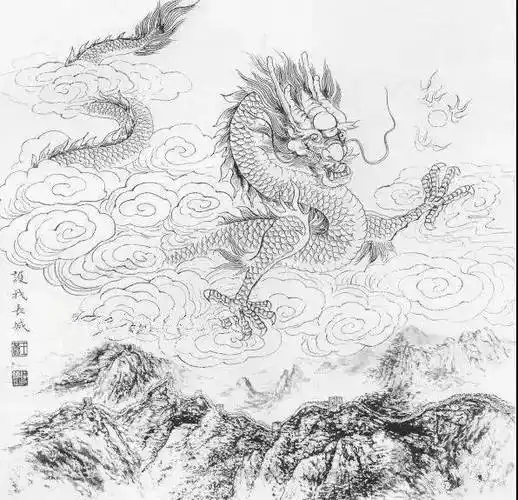 素材| 29幅中国龙白描图谱 喜欢龙的朋友一定收藏_工笔画