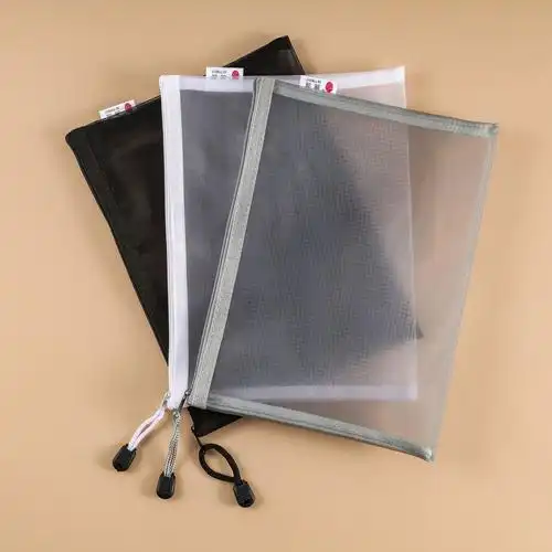 清仓处理单层纱网袋办公文件袋学生文具袋a4a5a6拉链袋透明文件袋