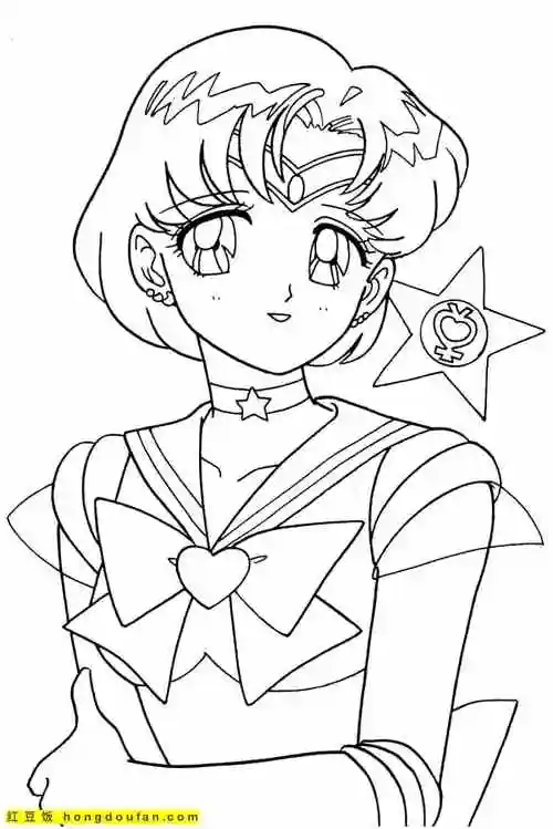 12张为正义而战的美少女战士月野兔卡通涂色图片-红豆饭小学生简笔画