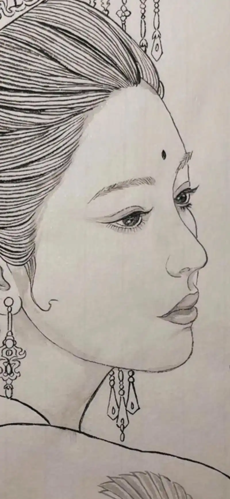 白描人物#工笔人物 #国风古韵 - 抖音