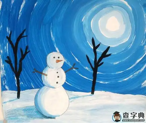 阳光下的雪人冬天的图画大全儿童画在线看
