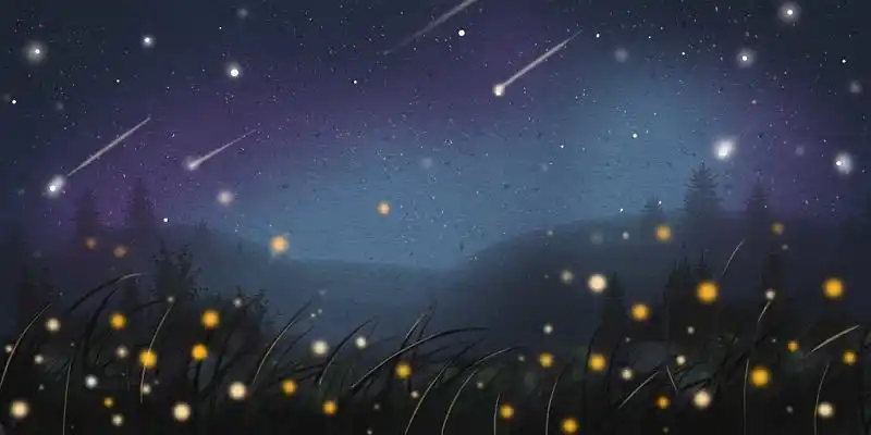 手绘梦幻星空卡通原创海报背景素材