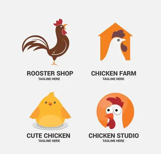 4款创意鸡元素标志矢量素材