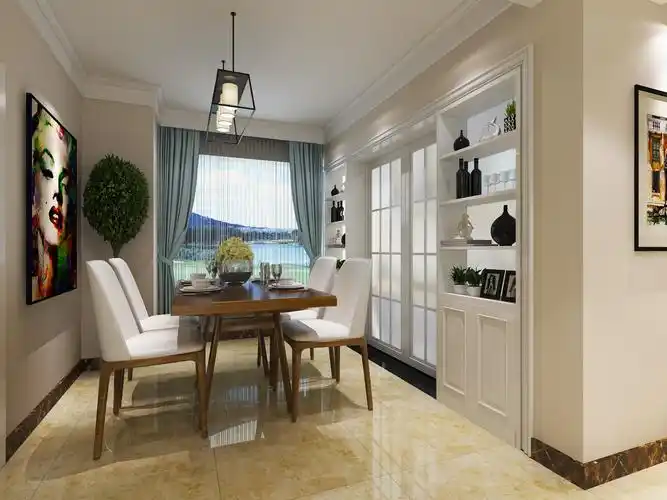 效果图现代轻奢样板房客餐厅装修效果图139﹐美式三居电视背景墙装修