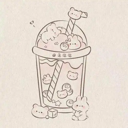 手绘可爱简笔画附教程34奶茶兔几和小熊