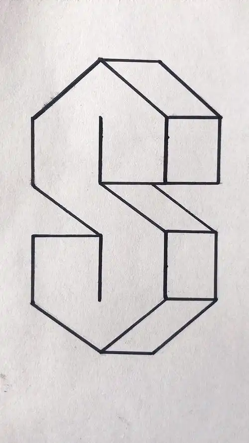 简笔画#6个1画立体图形