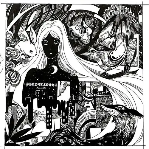 黑白装饰画  #考研黑白装饰画  #杭州师范大学艺术设计考研  #战