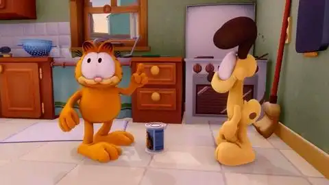 加菲猫-加菲猫和欧弟想偷吃罐头,但是好像打不开?