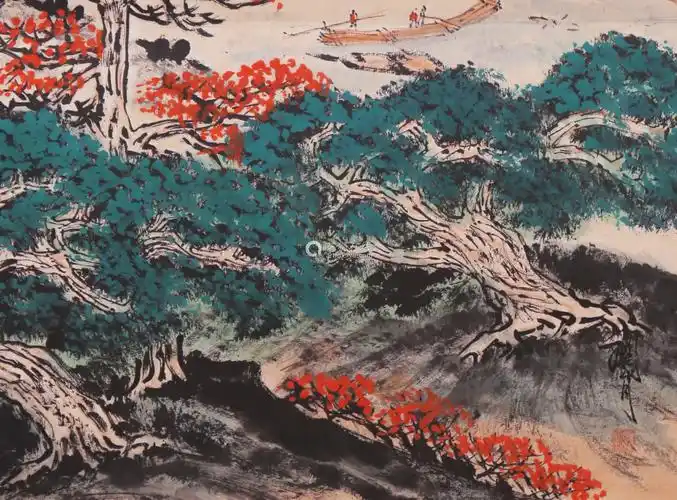 关山月 山水 纸本设色镜心