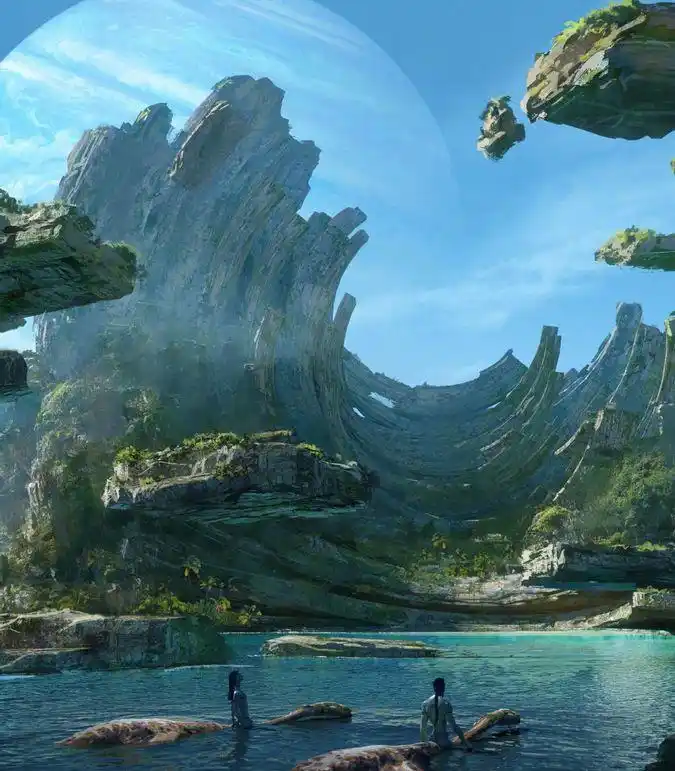备受关注的《阿凡达2》释出一组全新概念图,唯美的画风下依然是仙境