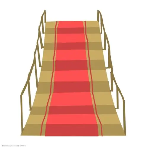 红色楼梯卡通插画