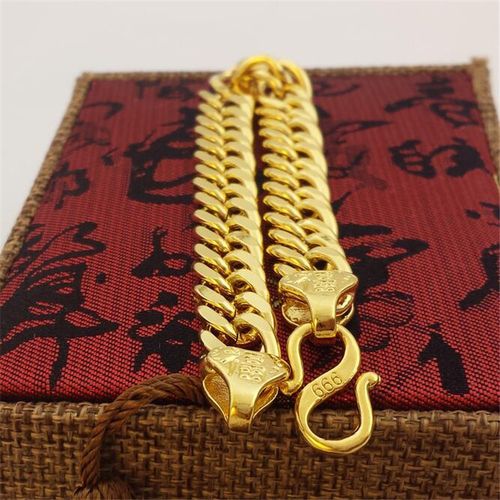 越南沙金手链男女仿真黄金久不掉色镀金手链欧币坦克扁平马鞭手饰