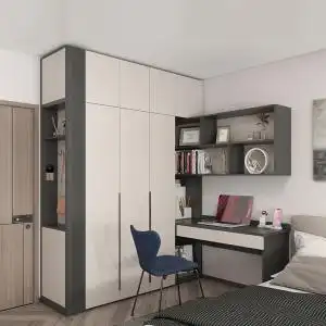 转角书柜电脑桌 儿童书桌连体组合衣柜 书架学习桌一体储物柜桌子