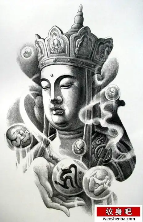 大愿地藏菩萨纹身手稿