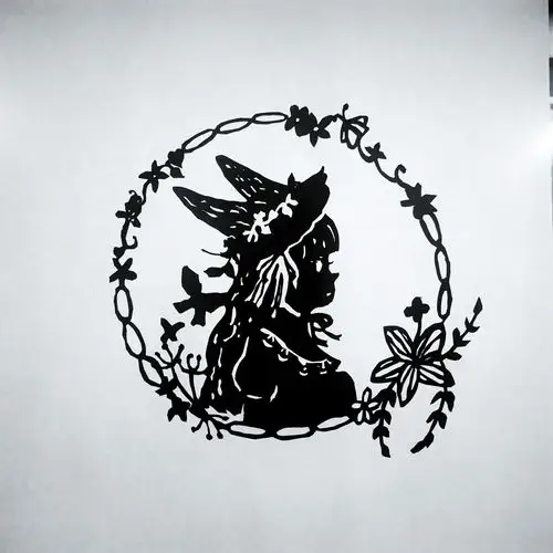 雕刻 纸雕 爱丽丝公主 梦游仙境手工 diy 黑白 底稿 线稿