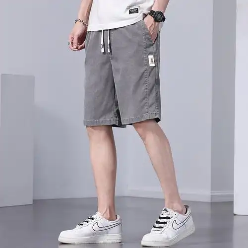 同款2024春夏新图男士休闲短裤夏季潮牌宽松直筒莱赛尔裤子男