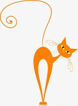 卡通猫尾巴卡通可爱黄色猫咪高清图片