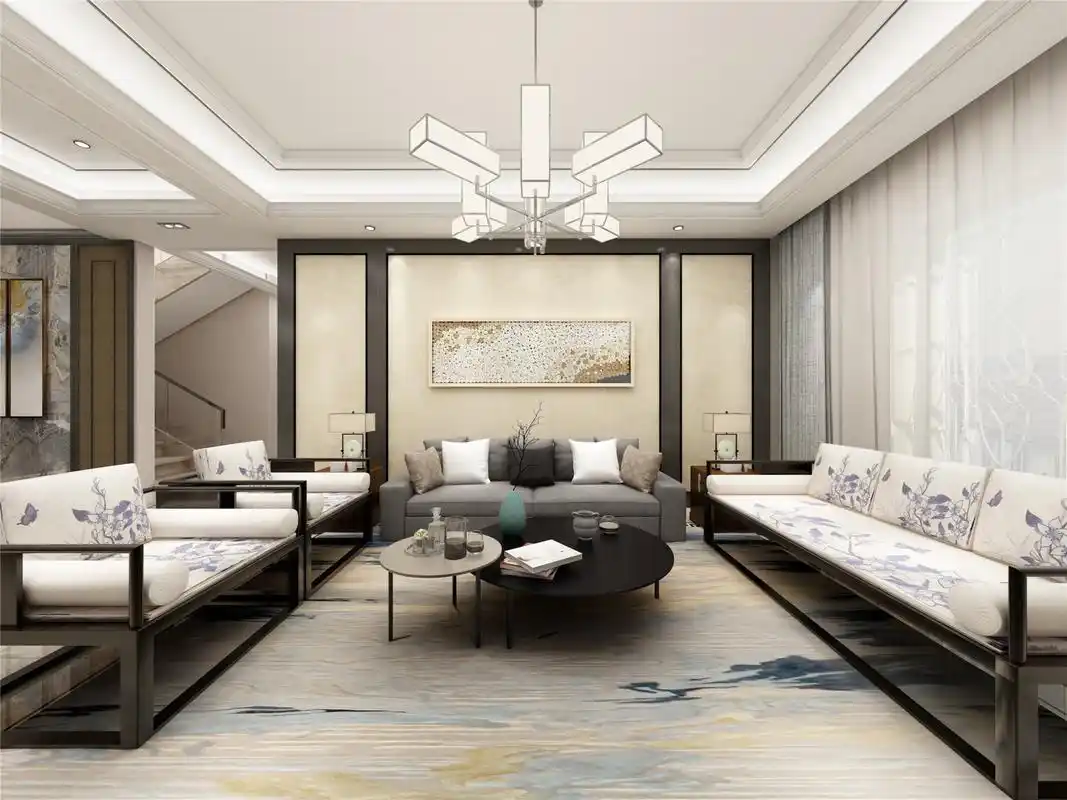 昆山双湖湾别墅项目装修现代新中式风格设计是