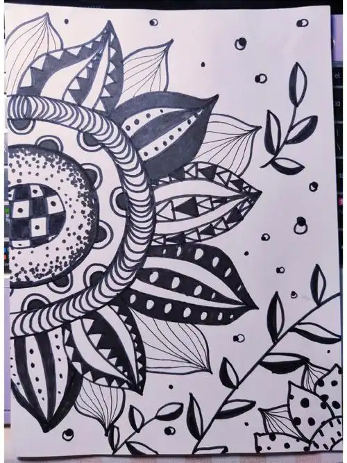 向日葵线描儿童画