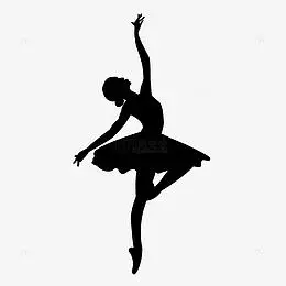 黑白剪影女生跳舞芭蕾舞光影舞者手绘图