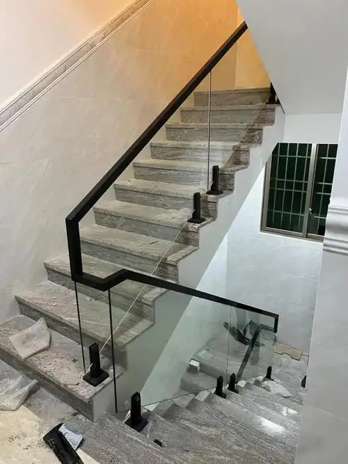 扶手40x40不锈钢黑钛无指纹7712厘钢化玻璃77200高砂黑色玻璃支架