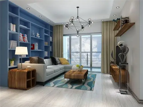 2021现代风格客厅书柜装修效果图片