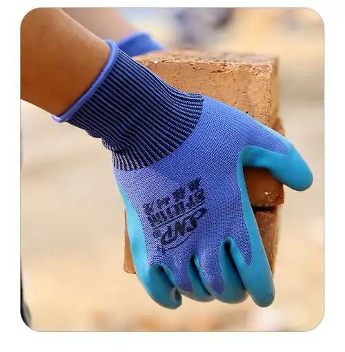 压纹耐磨劳保防滑防水防油橡胶防护劳动女建筑工地手套耐磨款平挂压纹