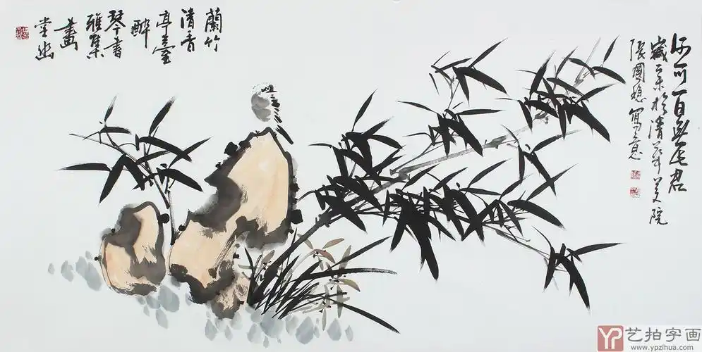 【已售】清华美院张国稳 四尺横幅兰竹图《兰竹清