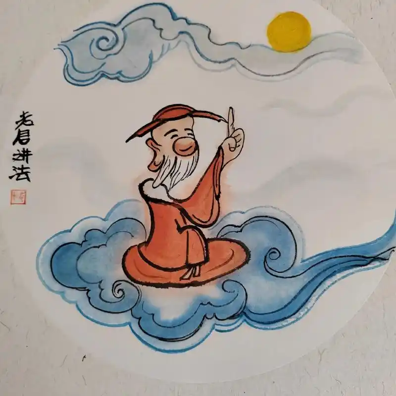 5岁的小男孩喜欢太上老君,画几幅卡通漫画结合的老君图送给它, - 抖音