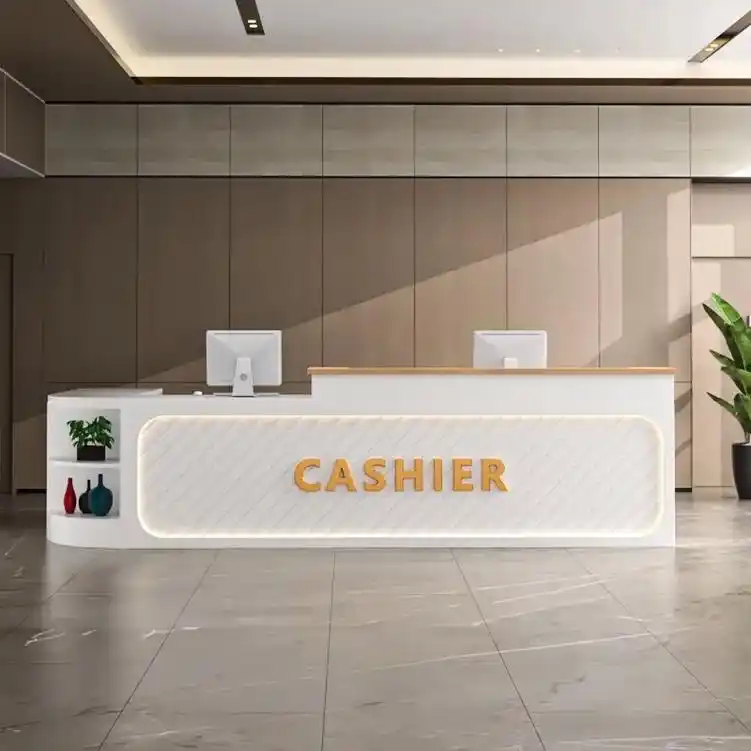 前台吧台收银台简约现代高端定制.公司前台接待区,美容院,服装 - 抖音