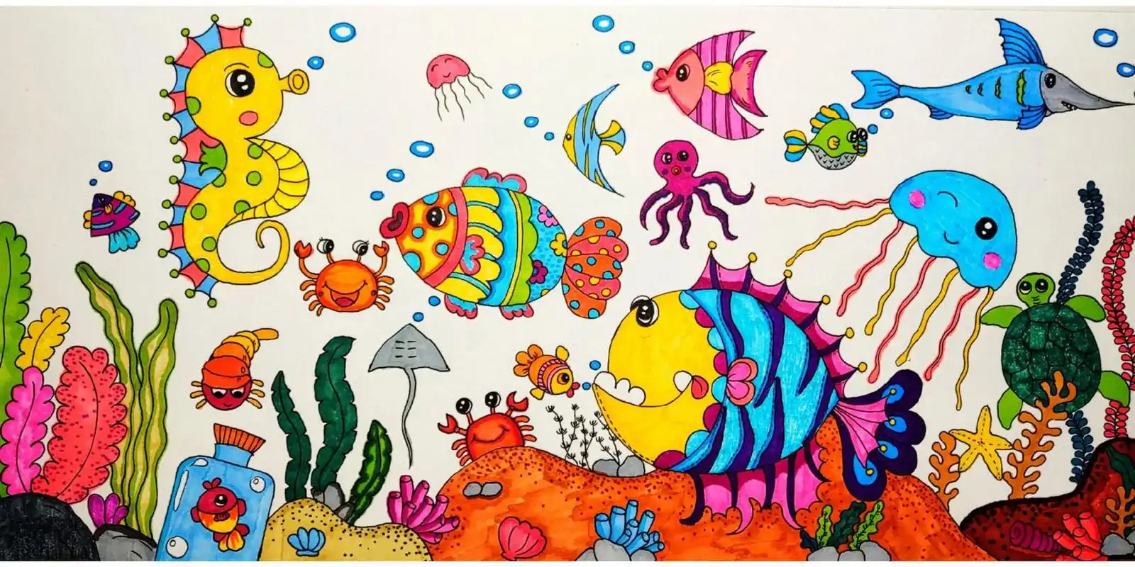 海底世界~创意思维绘画【6岁 】 画画,有一种治愈的力量 这是多年来还