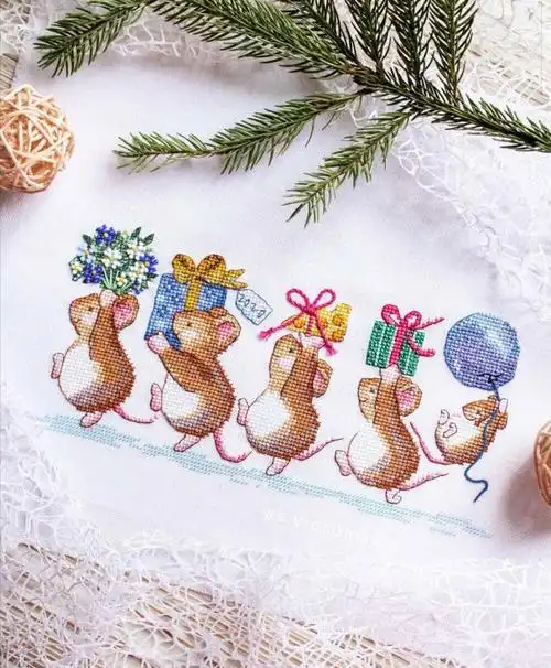 好乖的小动物,十字绣作品