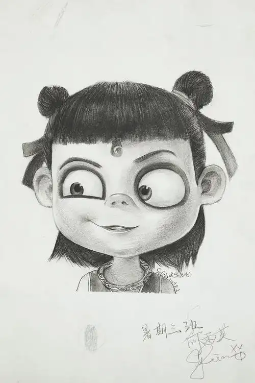 美术生用素描画出哪吒之魔童降世这几个哪吒你喜欢哪个
