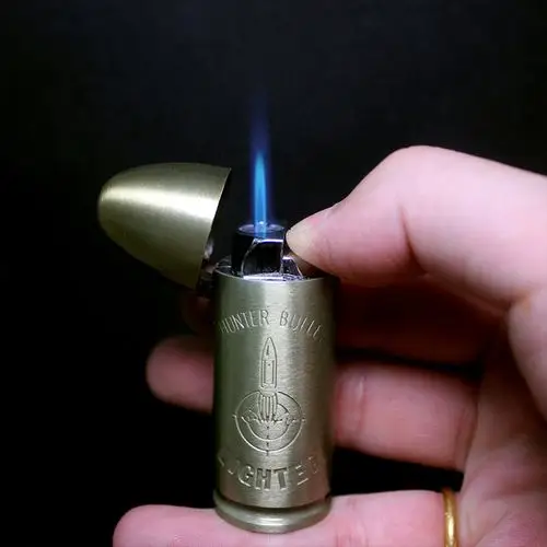 个性特色圆头子弹直冲打火机 wg025 军事模型弹头充气火机防风