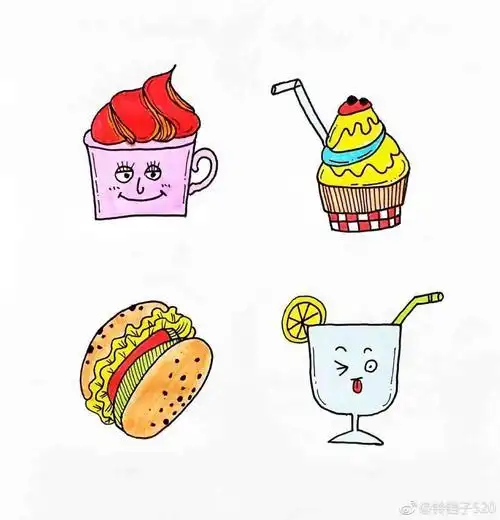 又卡通又有颜色的食物简笔画