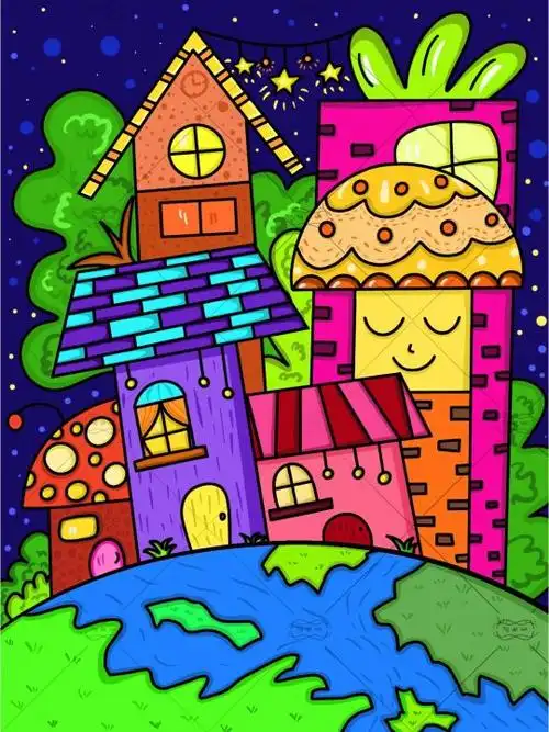 小学生美术作品带颜色图片大全