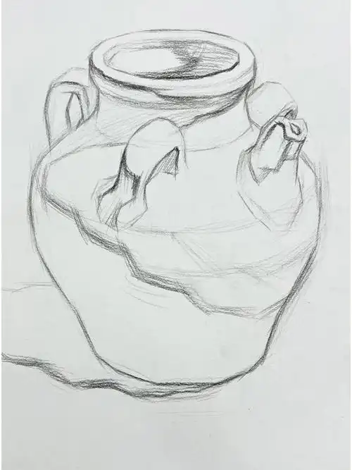 素描静物  #美术生  #艺考  #素描画  #罐子素描 #破损效果画法