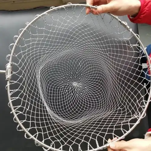速干大力马线手工编织抄网头钓鱼捞鱼网密眼粗眼兜实心抄打鱼网兜直径