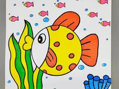 创意儿童画来了,简单好看,你学会了吗#画画 #创意美术 #海底世界简笔