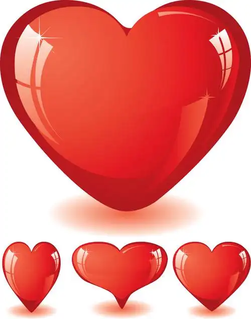 17款情人节红色3d立体爱心矢量插图