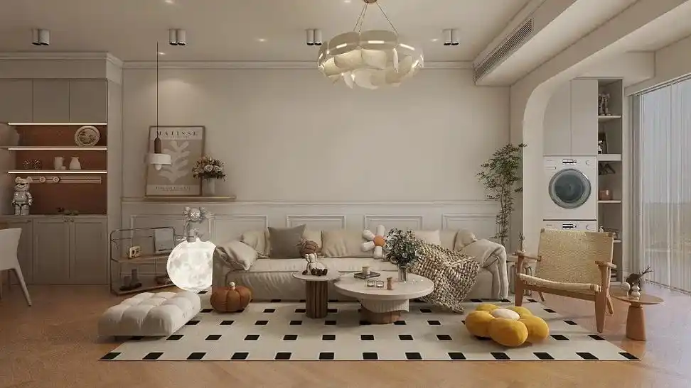 田园欧式奶油风客厅#效果图表现 #室内设计 #这是女孩子最想 - 抖音