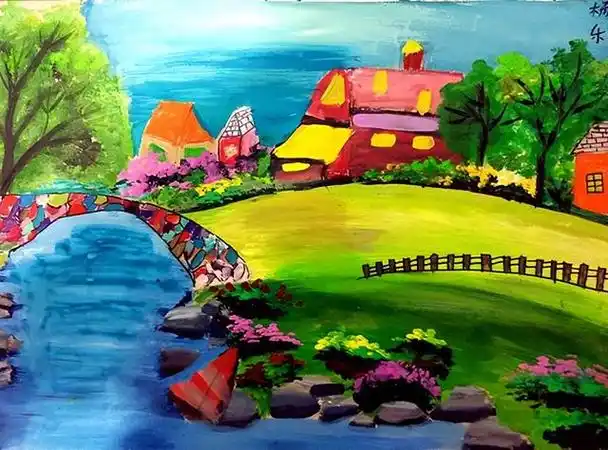 怎么画现代风景画简单又好看儿童(风景儿童画赏析)(4)