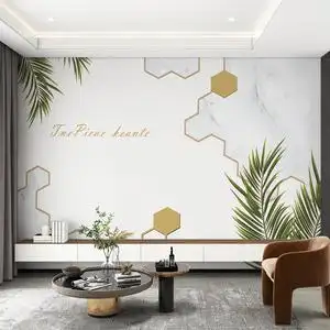 北欧客厅电视背景墙壁纸客厅2021新款现代简约几何线条影视墙壁布