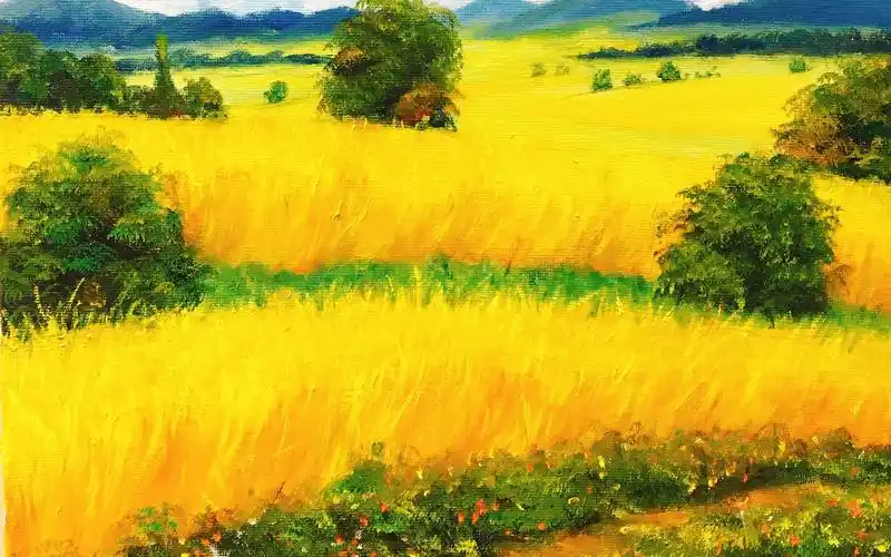 金黄色麦田油画视频2
