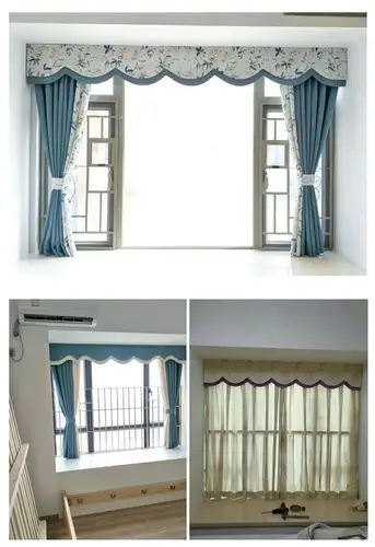 致尚窗帘帘头加工定制平幔工字褶单层双层加幔拼色百搭遮光布帘客厅