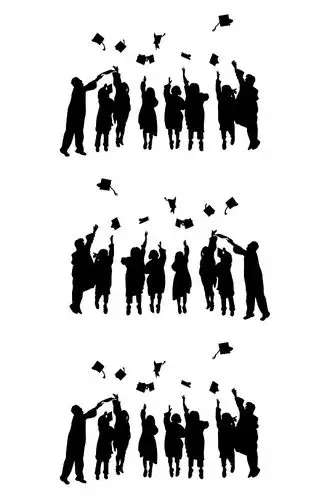 黑白毕业学生剪影