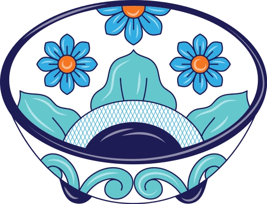 在线设计软件canva提供的墨西哥陶瓷花瓶手绘线条插画元素碗设计元素